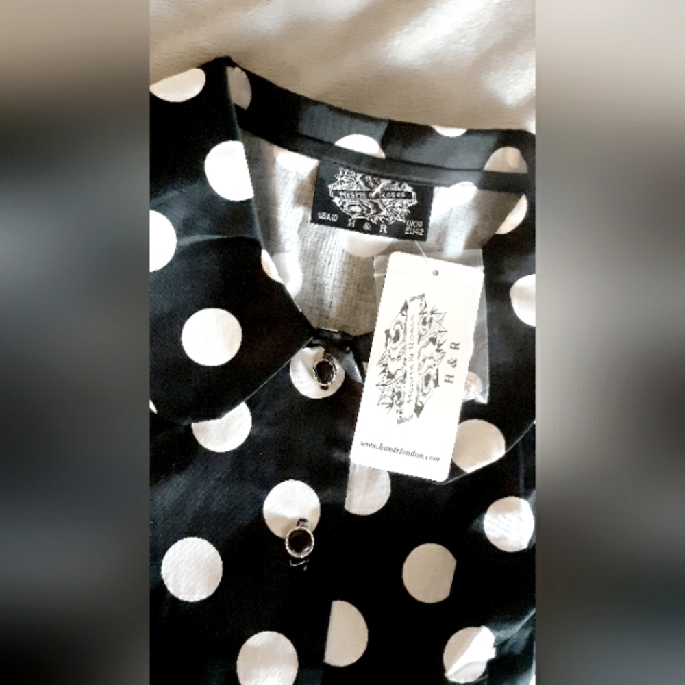 Heart & Roses Blk & Wht Ploka Dot Dress - Picture 7 of 11